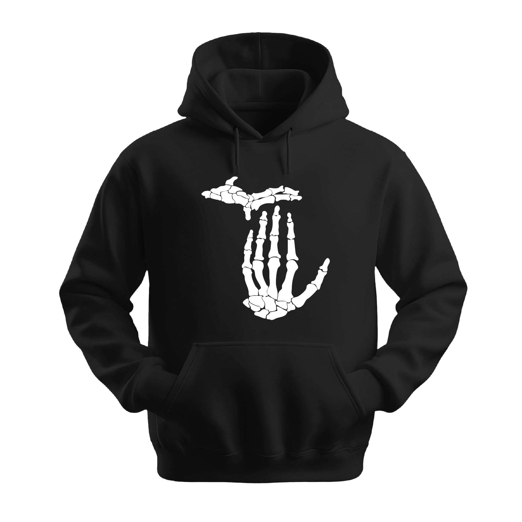 Spooky Michigan Skeleton Hoodie- Black